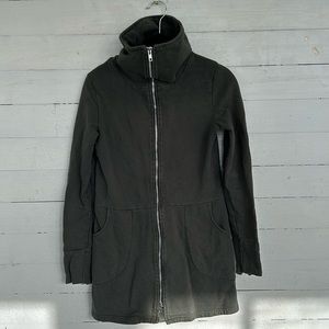 Organic Cotton Funnel Neck Mock Turtleneck Full Zip Jacket Sweatshirt